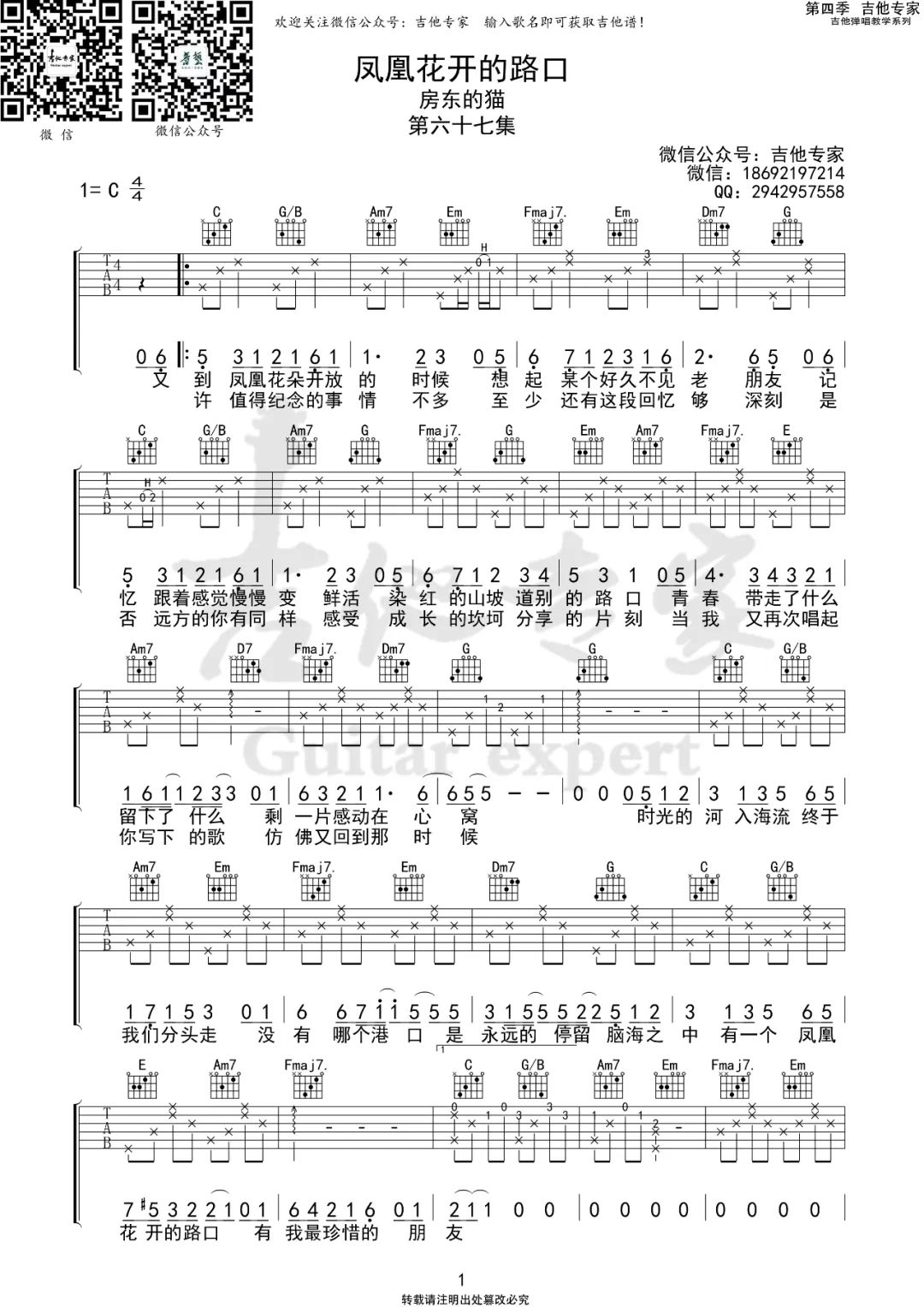 吉他园地凤凰花开的路口吉他谱(吉他专家)-1