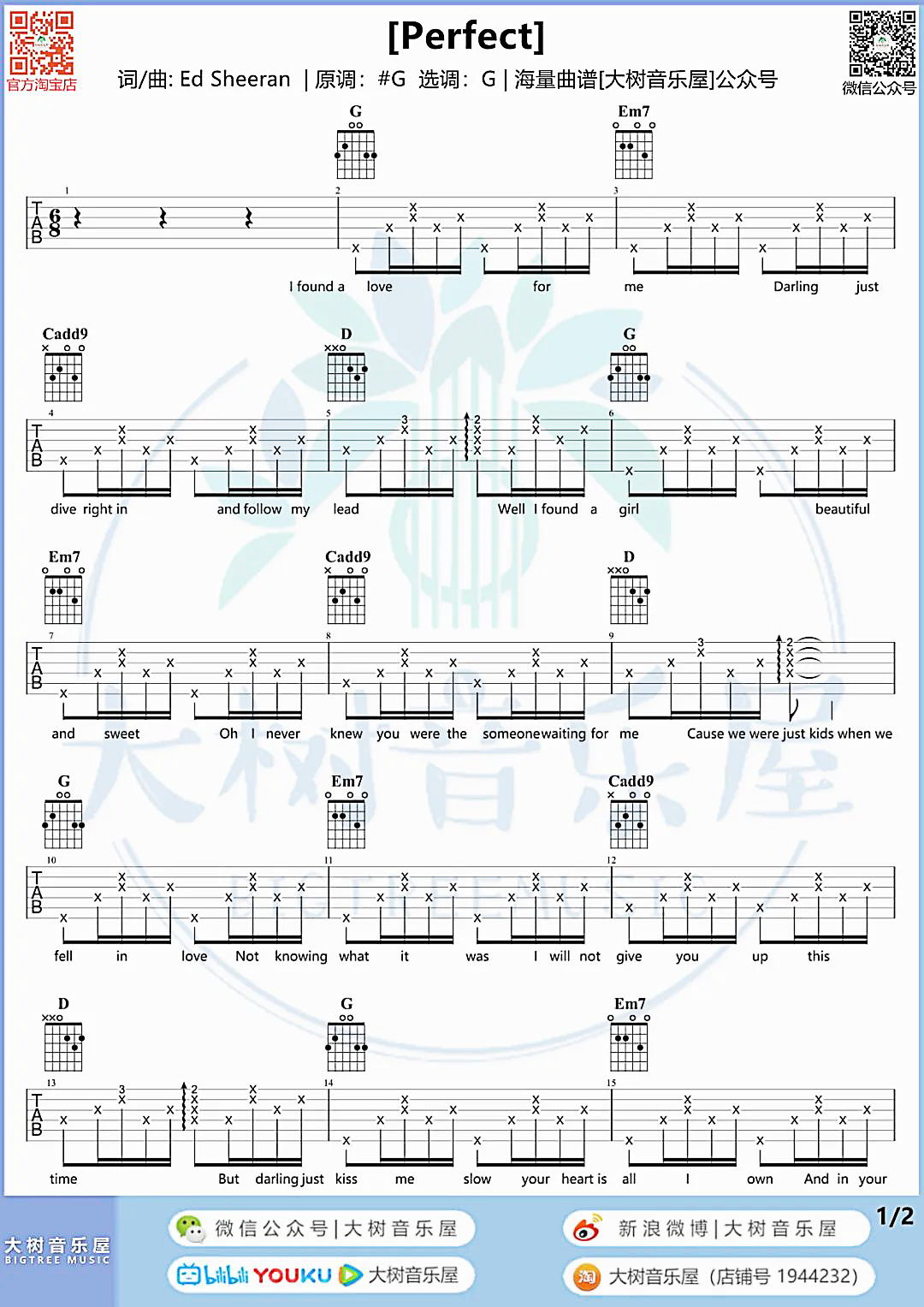 吉他园地Perfect吉他谱(大树音乐屋)-1