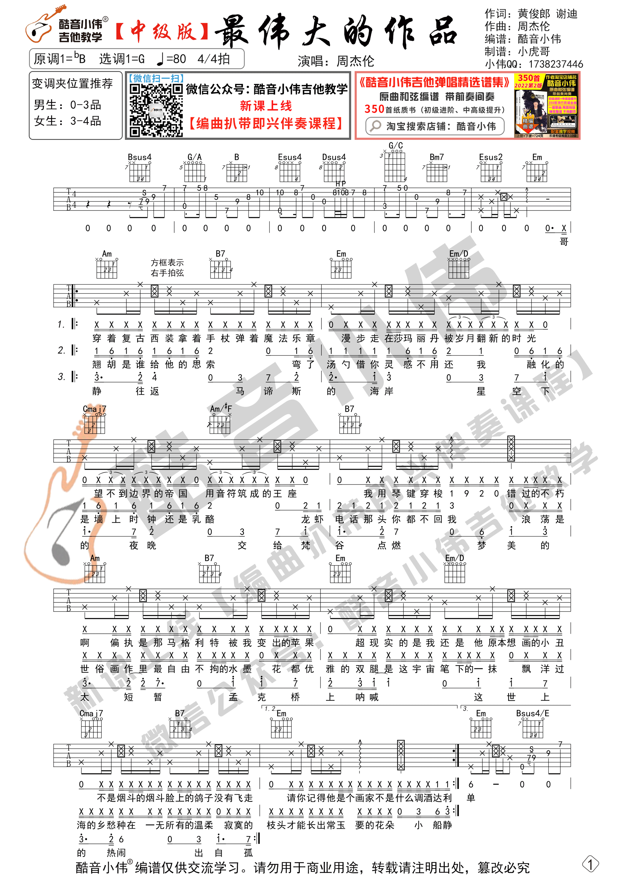 吉他园地最伟大的作品吉他谱(酷音小伟)-1