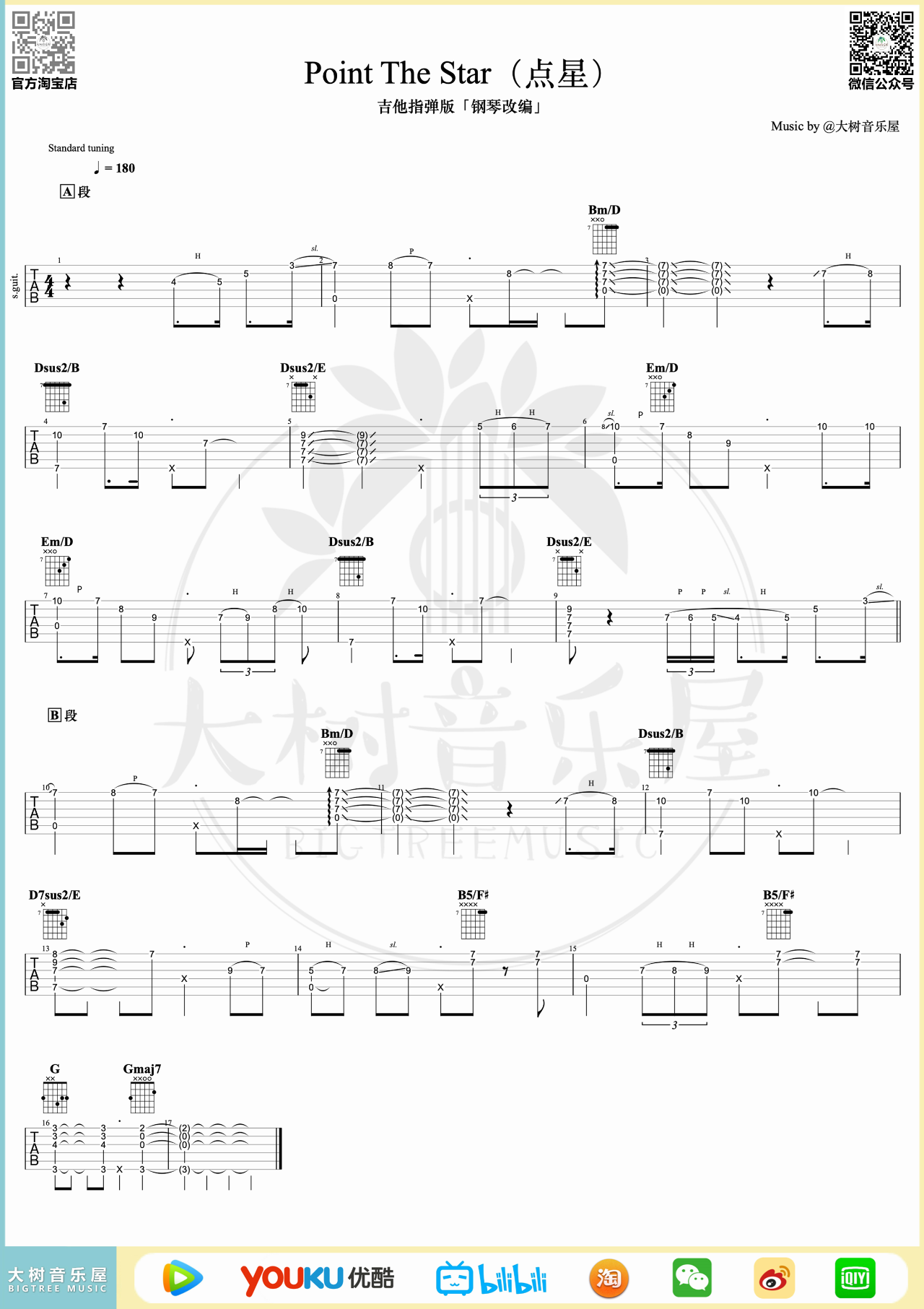 吉他园地Point The Star吉他谱(大树音乐屋)-1