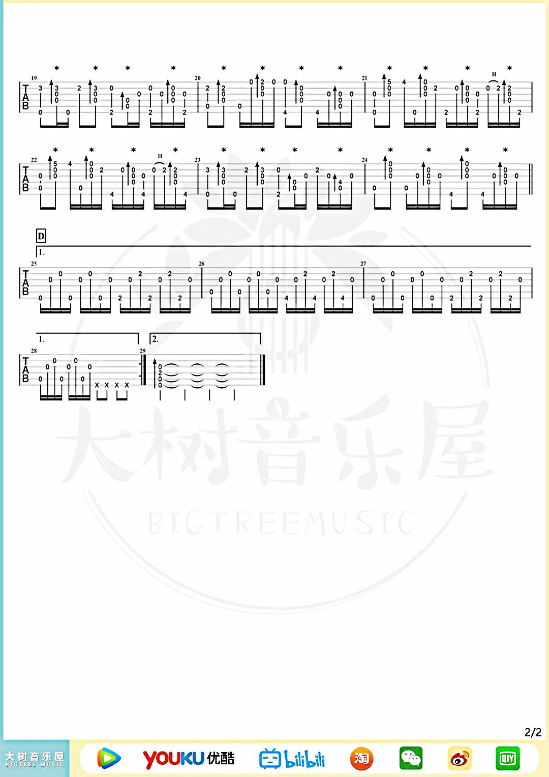 吉他园地小城夏天吉他谱(大树音乐屋)-2