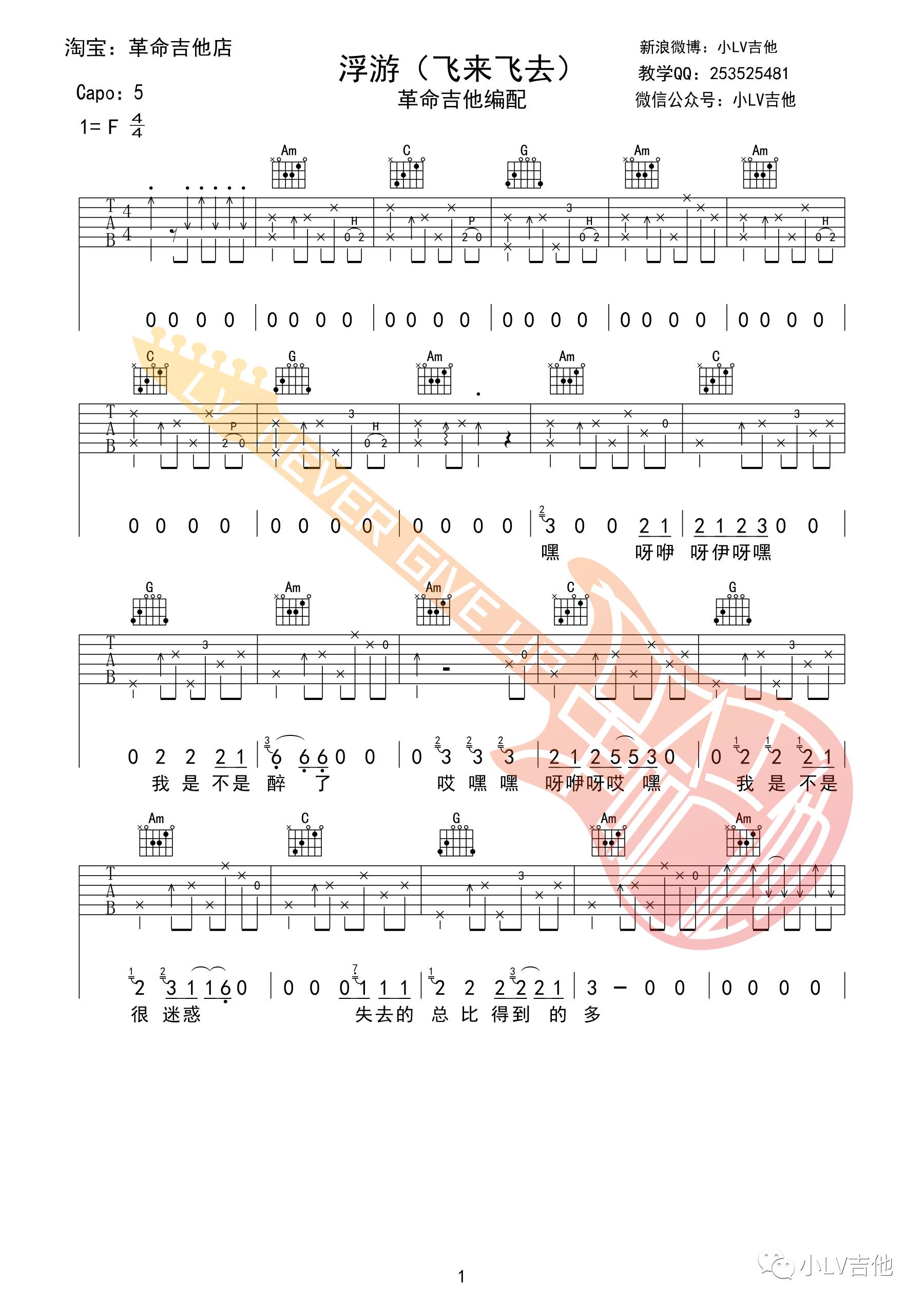 吉他园地浮游吉他谱(小LV吉他)-1
