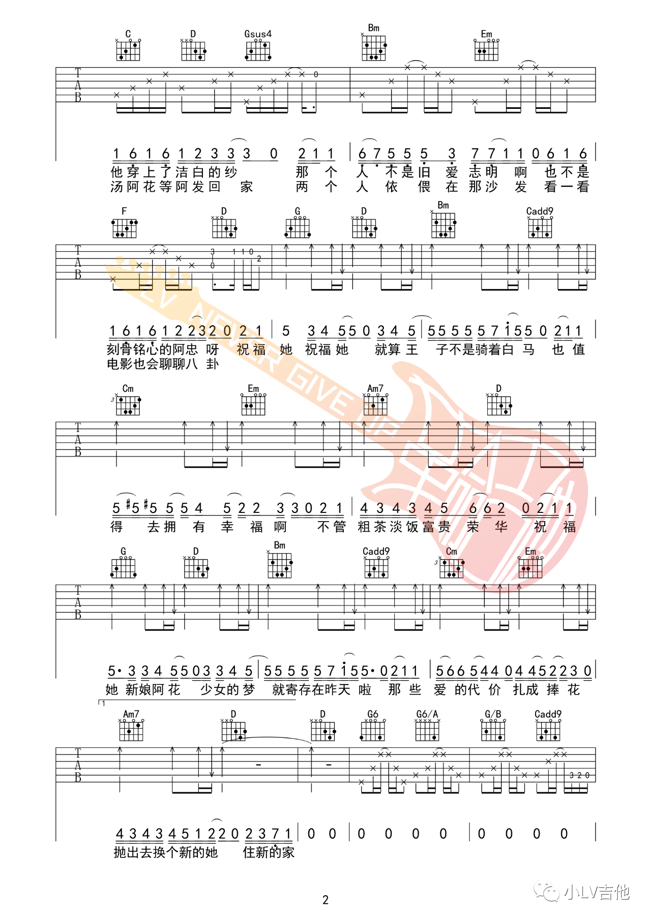 吉他园地新娘阿花吉他谱(小LV吉他)-2