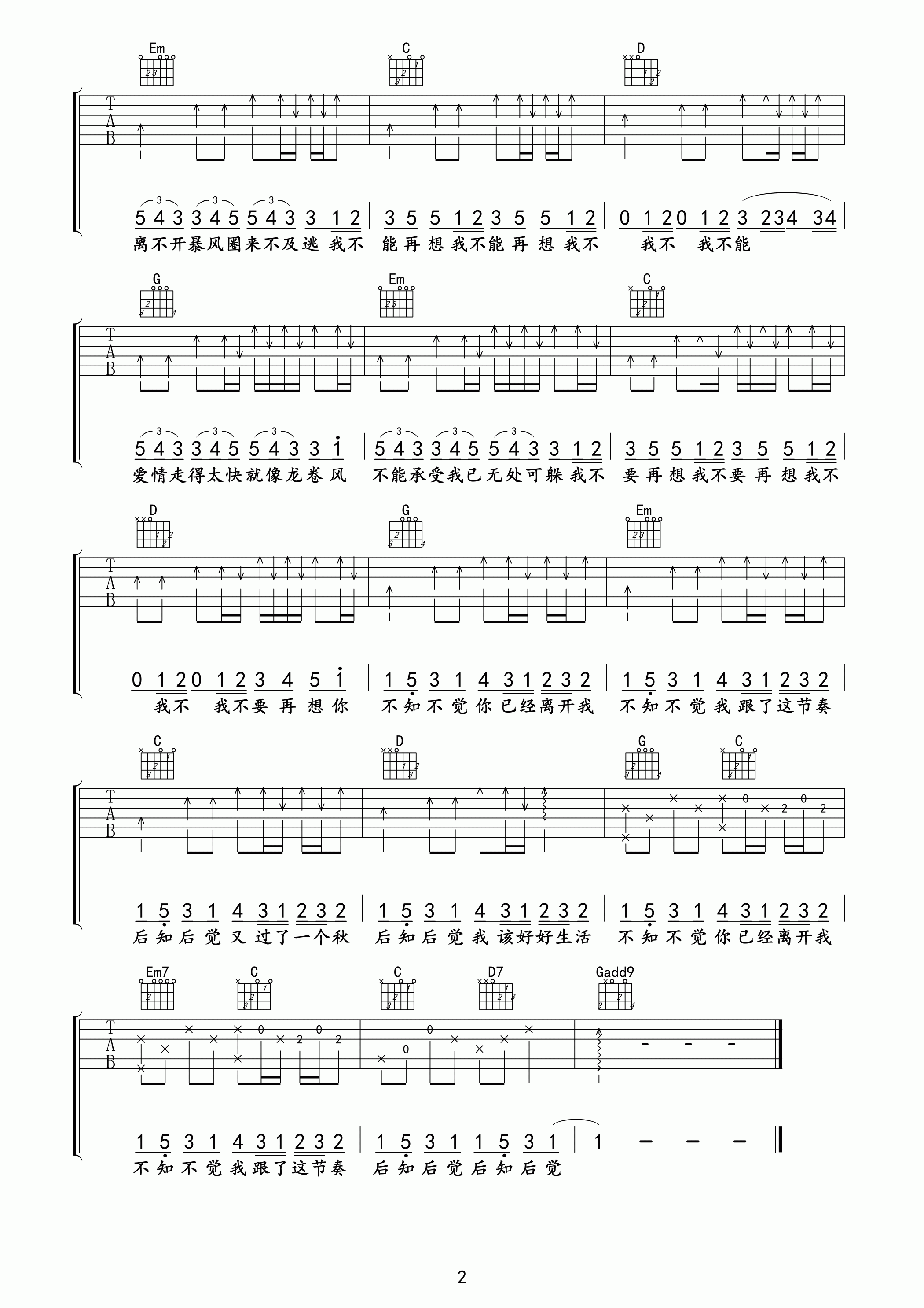 吉他园地龙卷风吉他谱(弦心距)-2