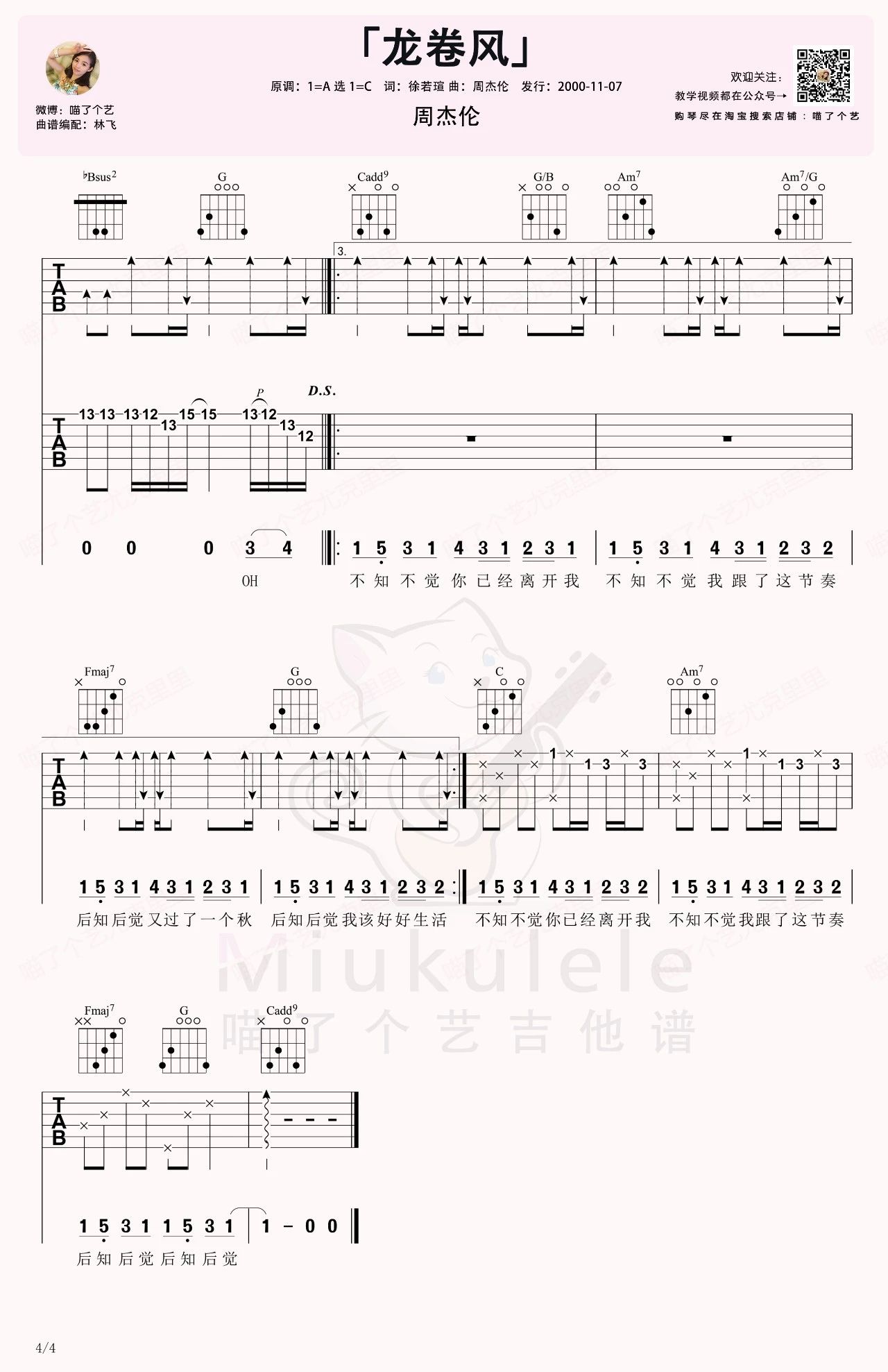 吉他园地龙卷风吉他谱(喵了个艺)-4