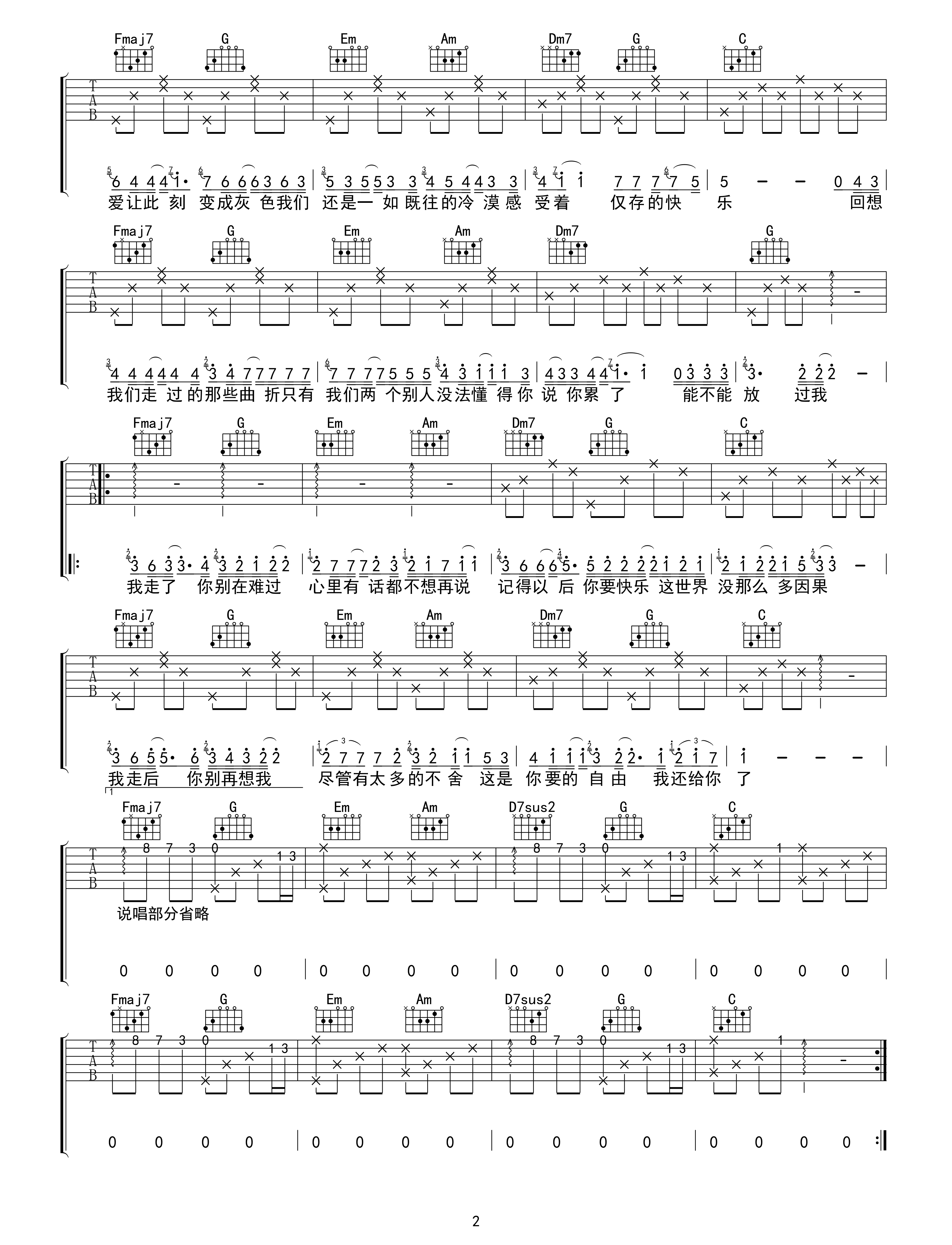 吉他园地我走后吉他谱(吴先生)-2
