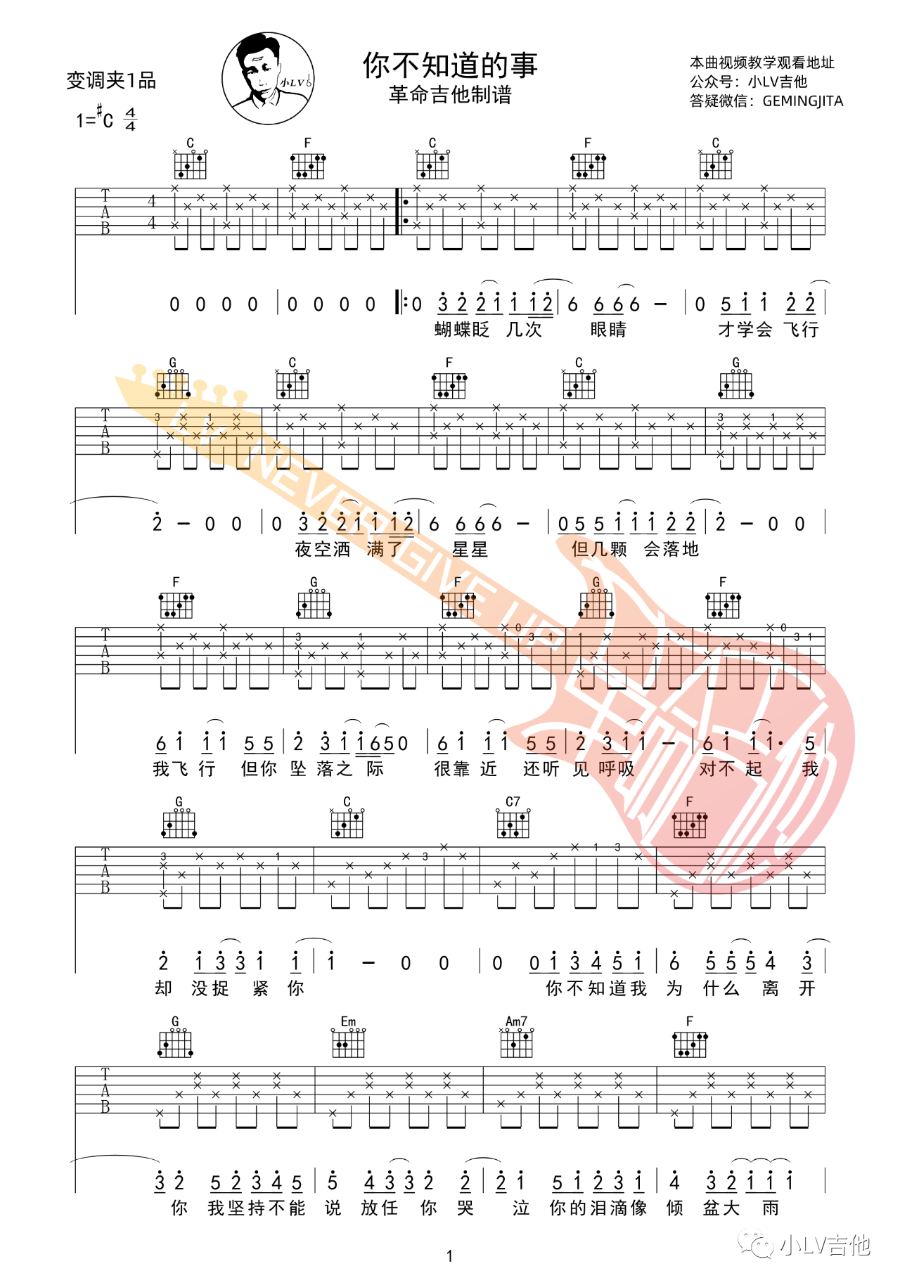 吉他园地你不知道的事吉他谱(小LV吉他)-1