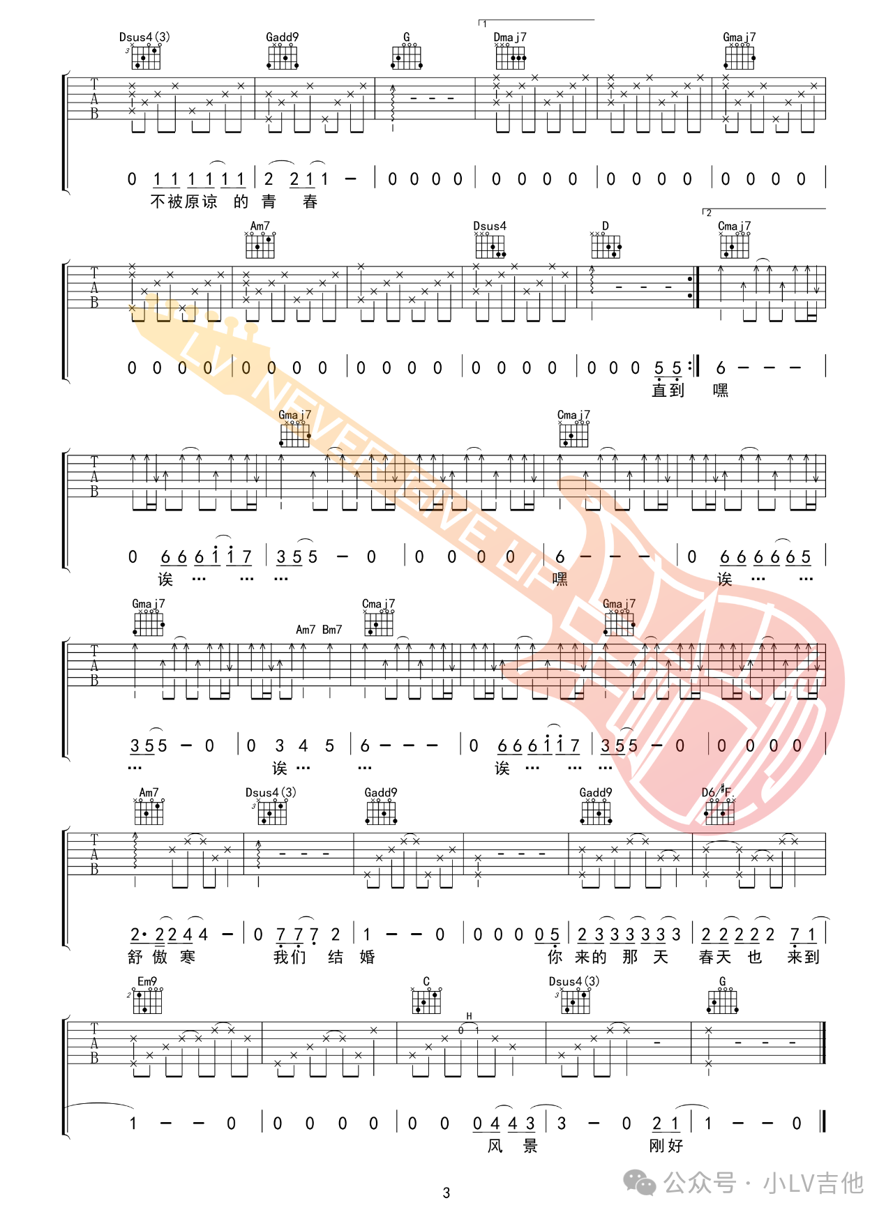 吉他园地傲寒吉他谱(小LV吉他)-3